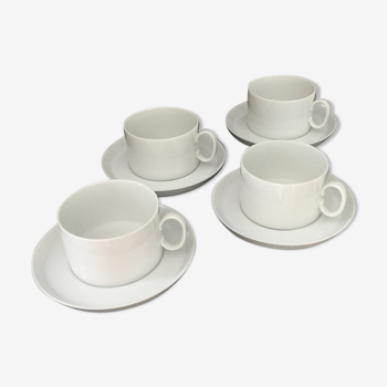 Tasses à thé et sous tasses porcelaine blanche