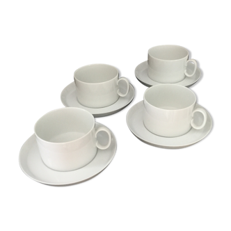 Tasses à thé et sous tasses porcelaine blanche