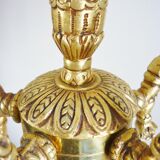 Candelabra, 6-pointed candlestick, marble, bronze, putti decoration, putto