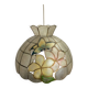 Pendant light, chandelier in mother-of-pearl and brass