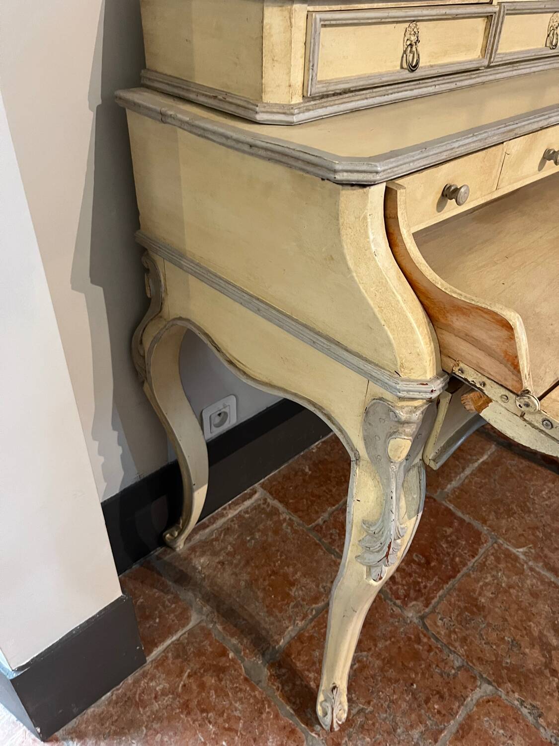 Wooden desk with patina