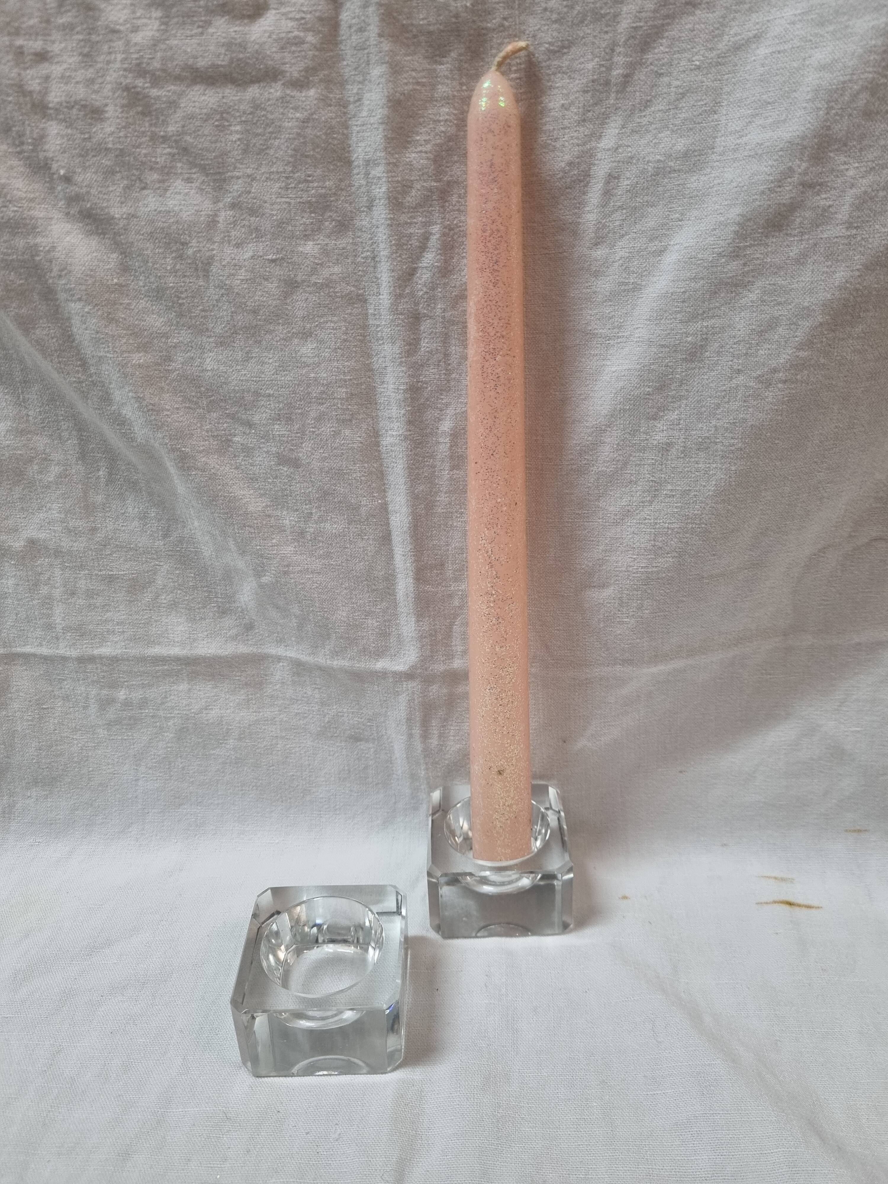 Pair of table candle holders, crystal from 1970