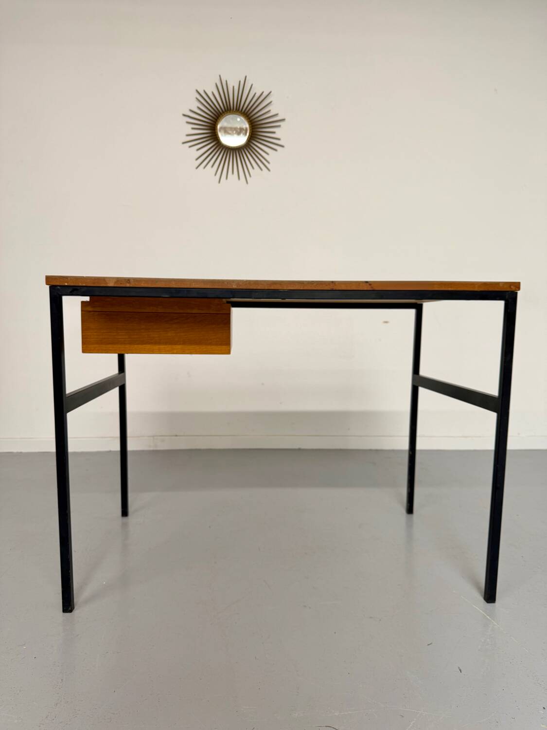 Vintage small desk designed by Pierre Paulin CM217 from the 1960s, wood and metal.