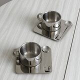Designer stainless steel cups with tray and spoon
