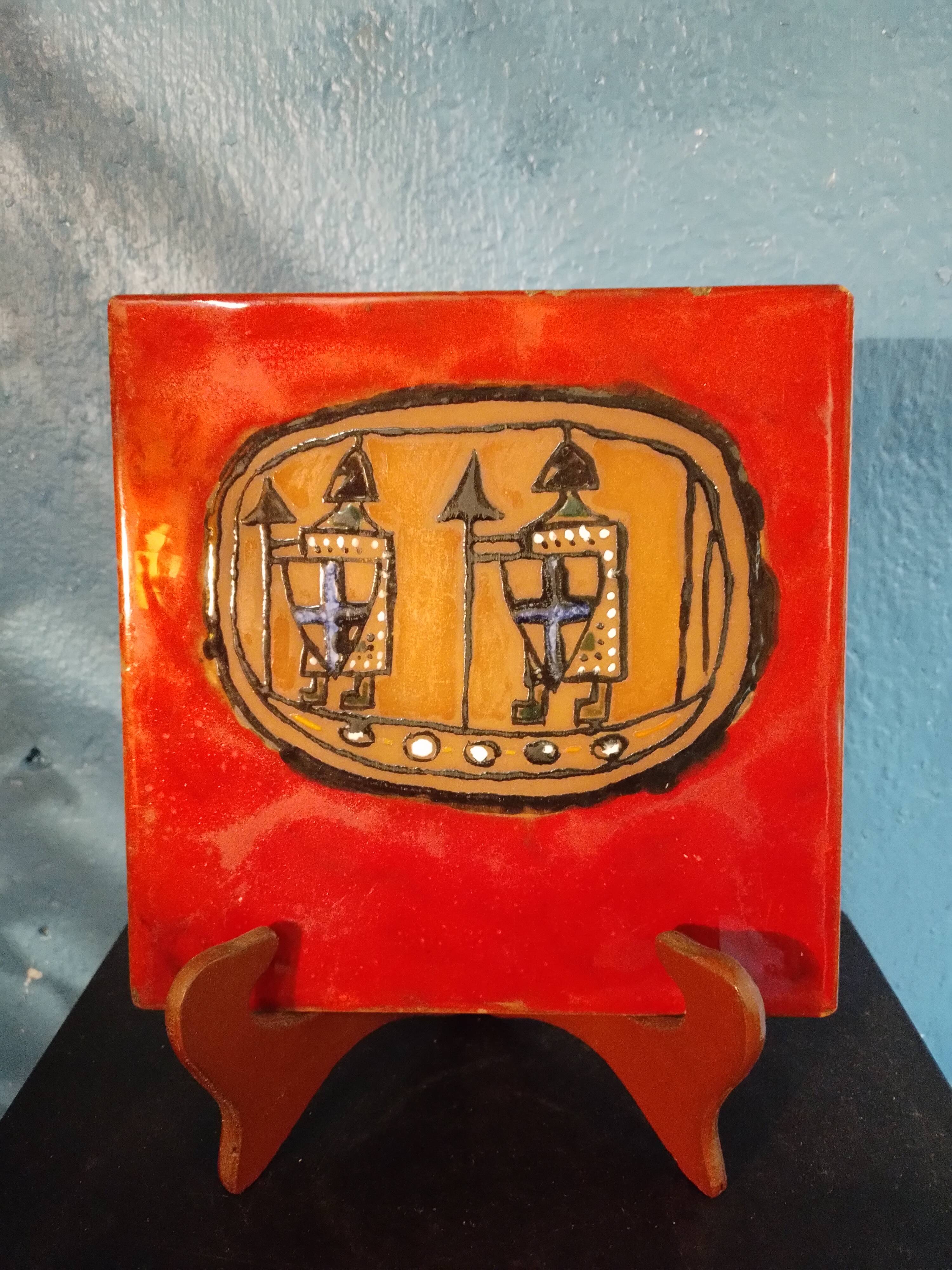 Ceramic tile "Templars" Italy 1960s