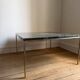 Vintage coffee table in green marble and brass, 1960s-70s.