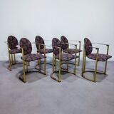 Hollywood regency dining table & 6 armchairs - belgo chrom