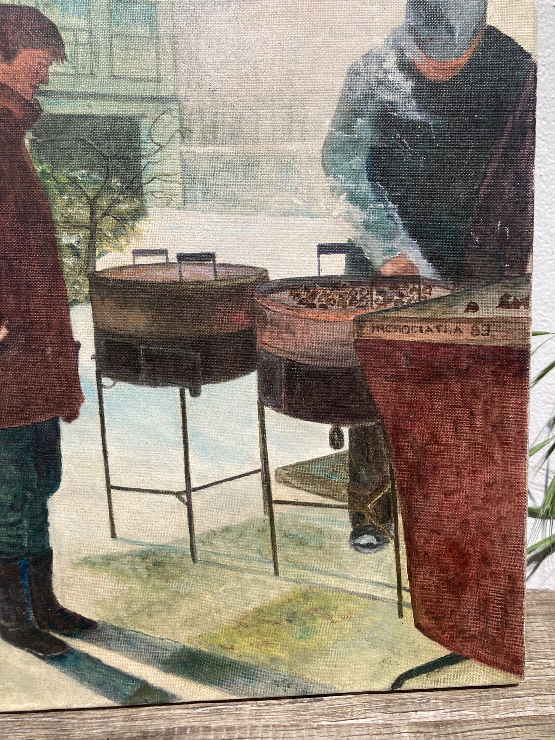 Anxian painting Painting seller of brown on vintage canvas