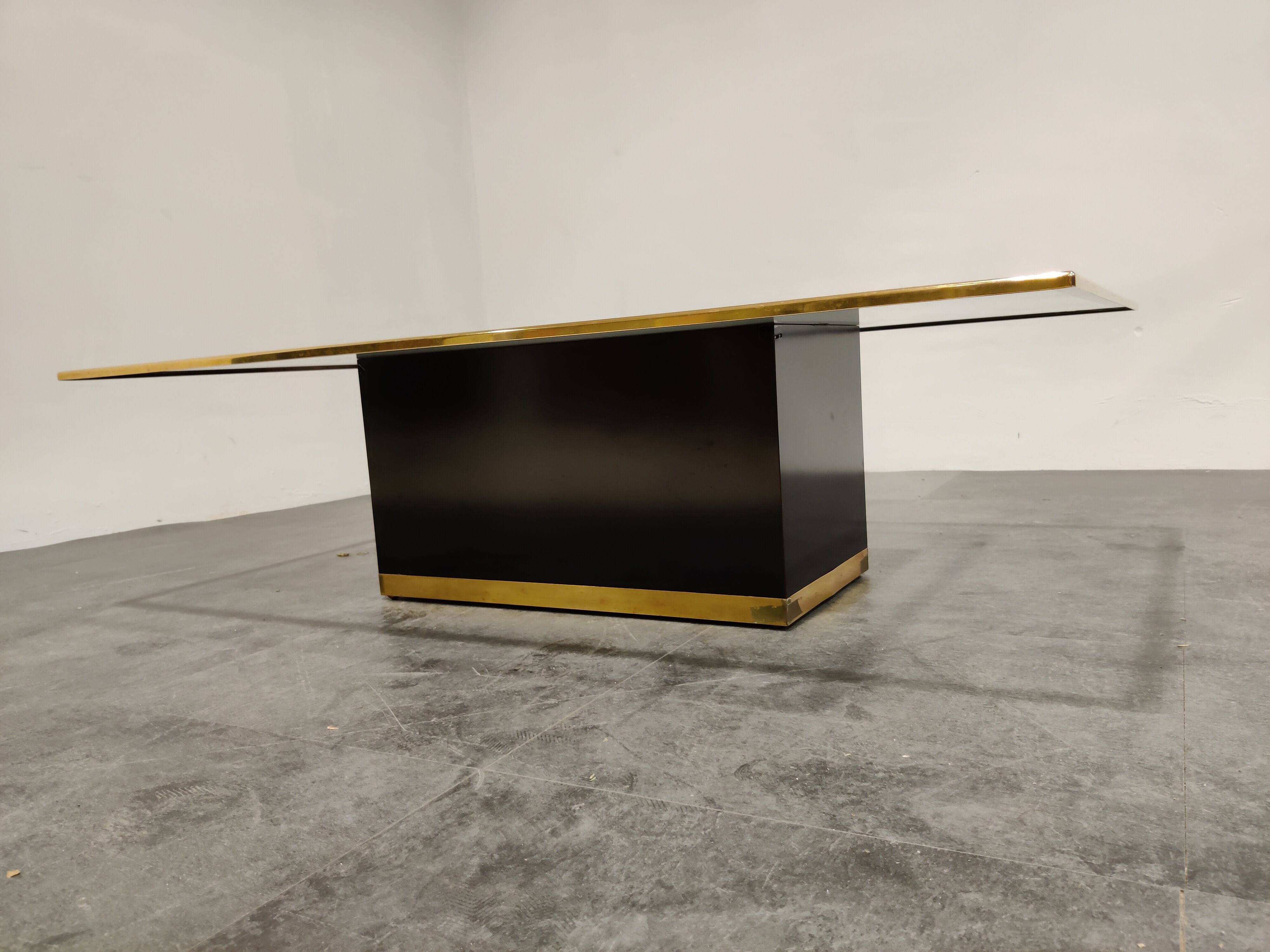 Vintage etched brass coffee table by Ricco D, 1970s