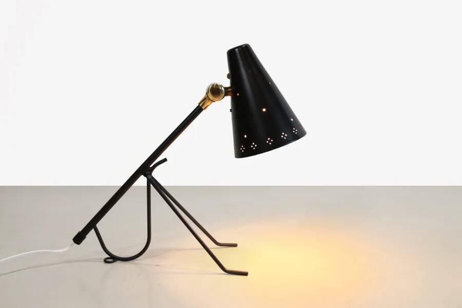 Black tripod table lamp by Falkenbergs Belysning, Sweden 1950s