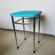 Vintage chromed stool in turquoise blue skai