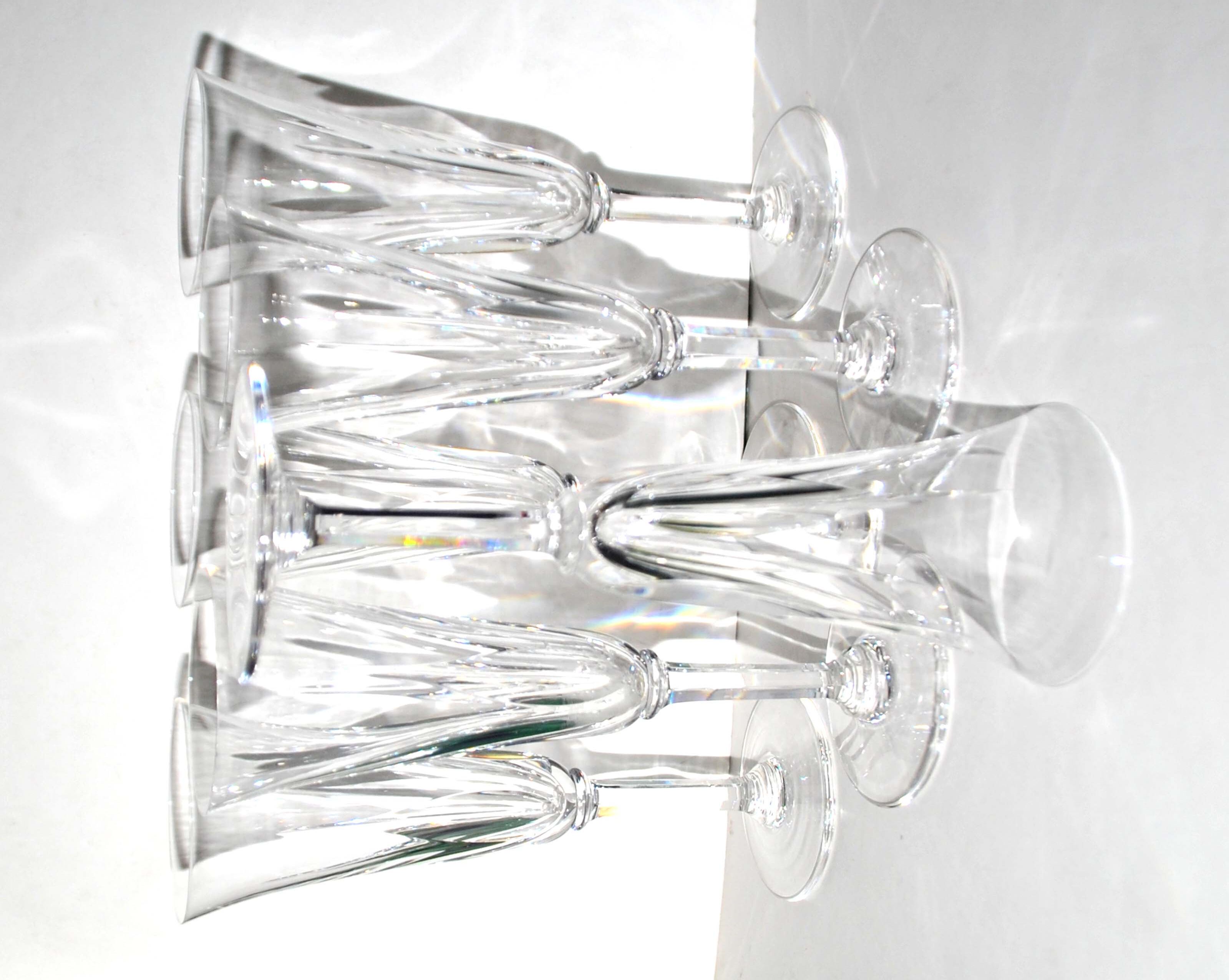 Saint-louis series of 6 crystal champagne flutes cut cerdagne