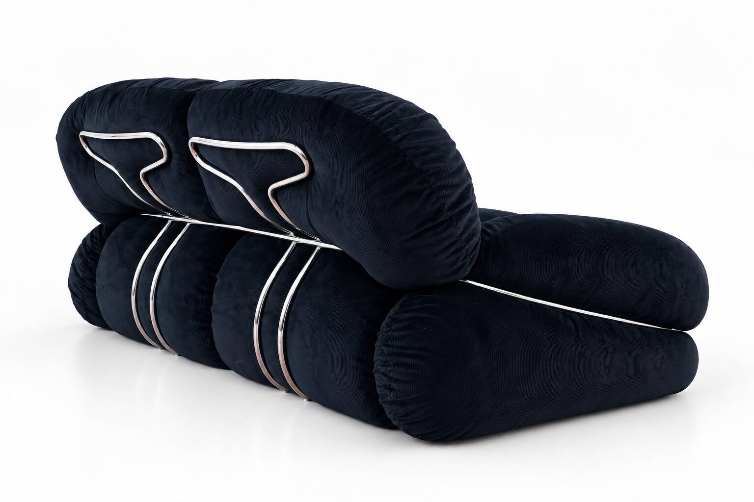 “Okay” 2-seater sofa by Adriano Piazzesi, Italy, 1970s – newly upholstered in black Prada velvet