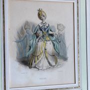 Lot 2 framed engravings "animated flowers" JJ Grandville: Linen and Tulip
