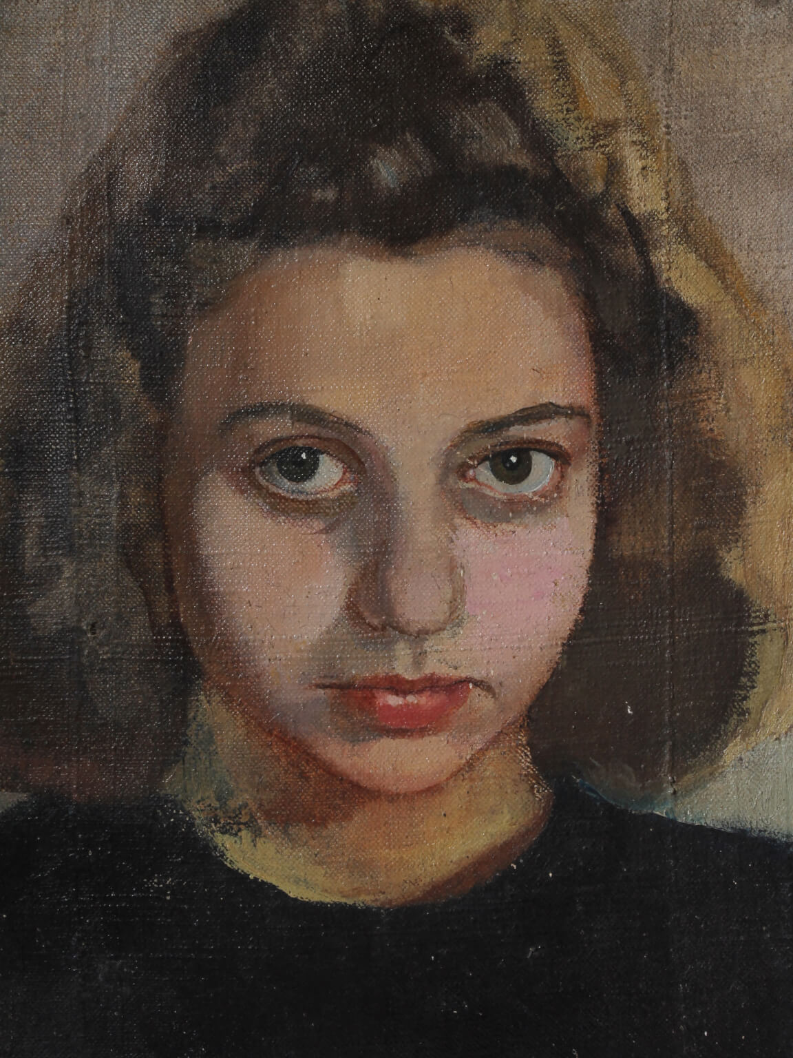 Un portrait d'une jeune femme, huile sur toile, début du 20e siècle.