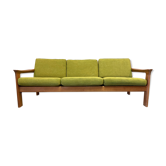 Sofa 3 places khaki Scandinavian design 1950.