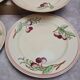 Set of 6 flat plates Boch La Louvière Belgium model 2460 with polychrome cherry decoration.