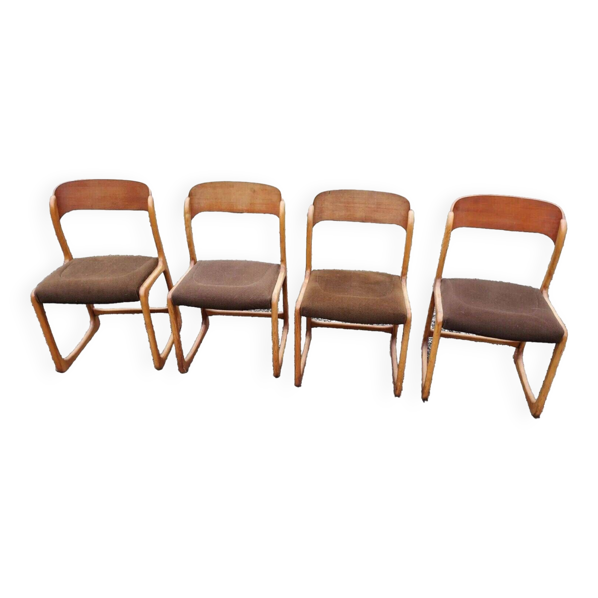 beech sled chairs x 4