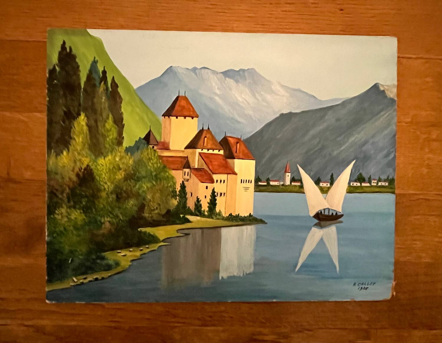 Tableau : gouache sur carton - Marine