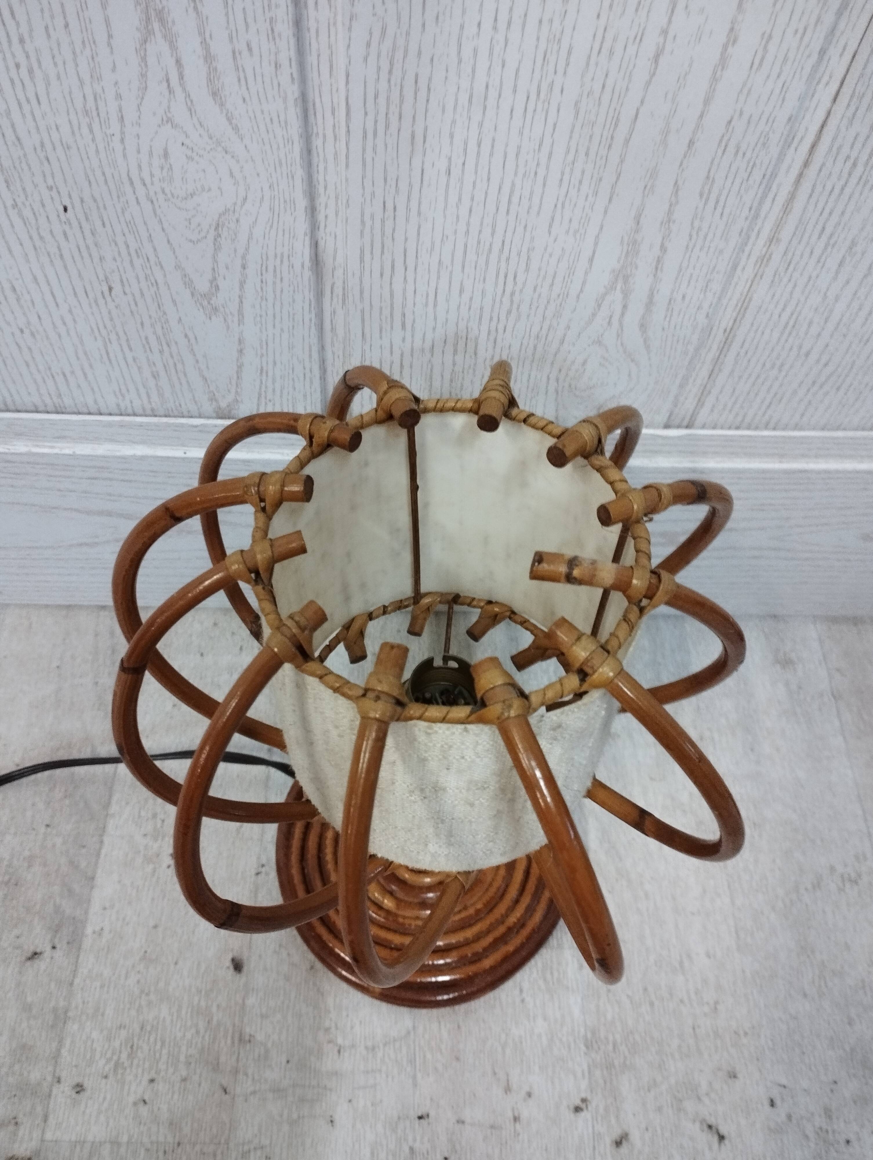 Pair of Louis Sognot rattan bedside lamps