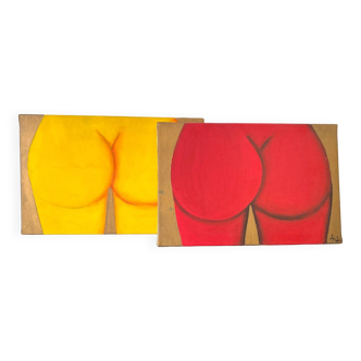 Original work Blandine Le roudier canvas red buttocks