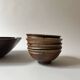 Ceramic ramekins/bowls, stoneware, pyrite, La Borne, France, 1970
