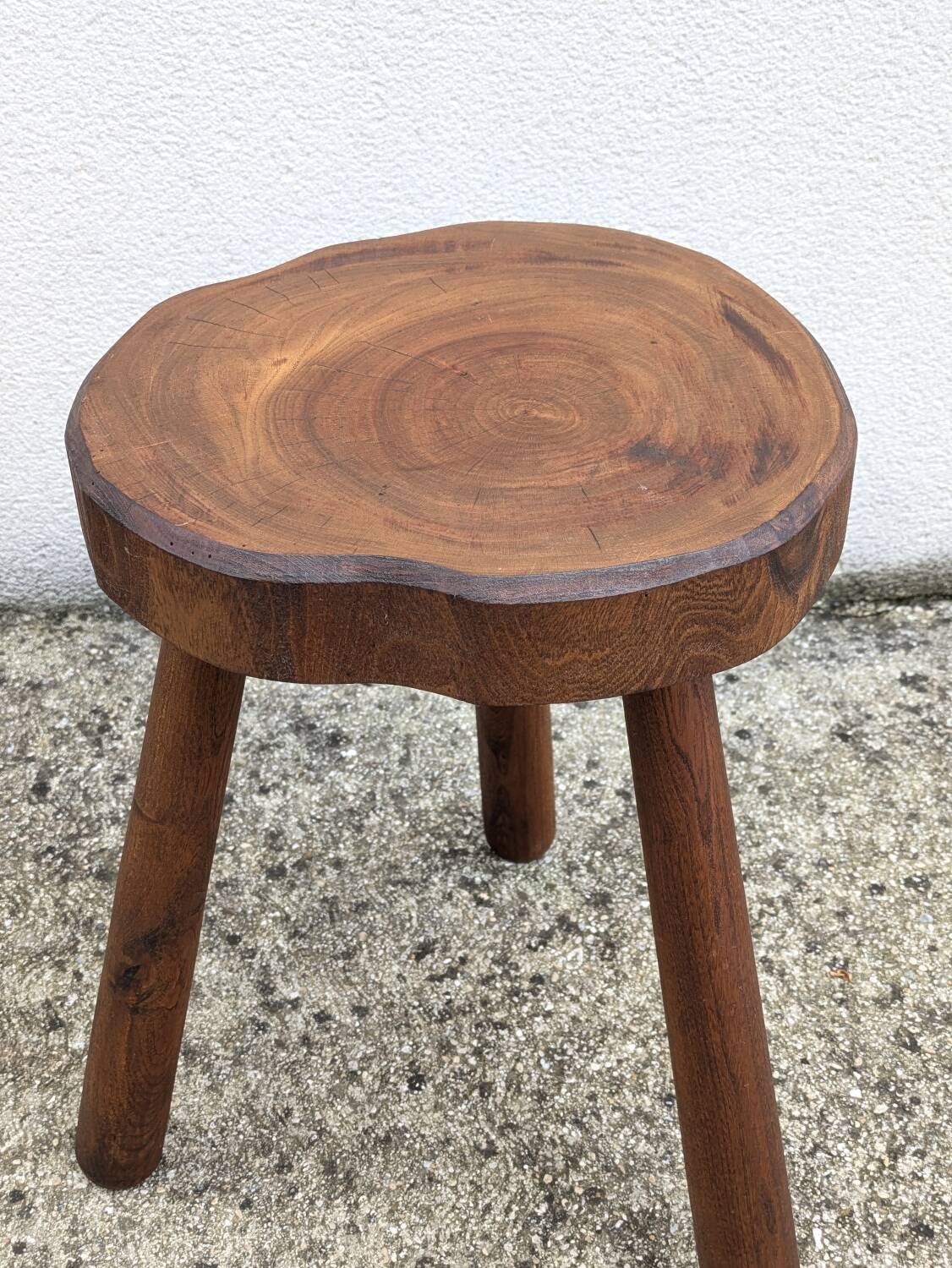 Vintage brutalist tripod stool