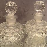 Pair of bottles nineteenth crystal Baccarat decoration diamond tips