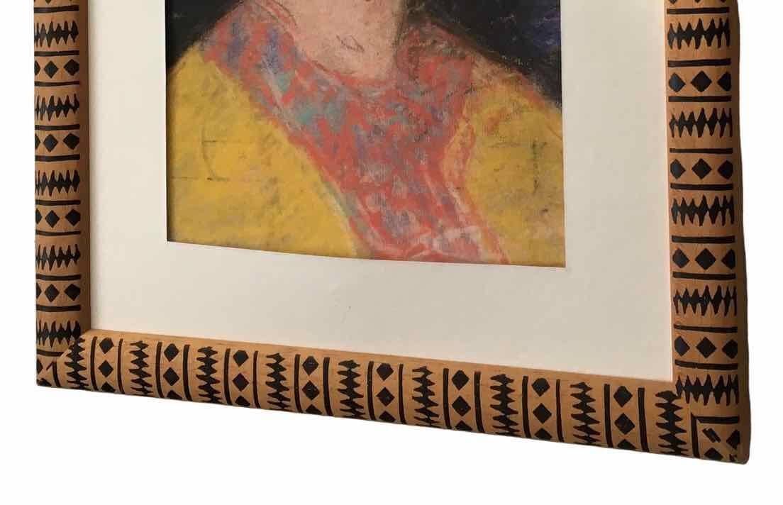 Old pastel portrait of young woman from the 1930s