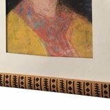 Portrait ancien pastel Jeune femme des années 30