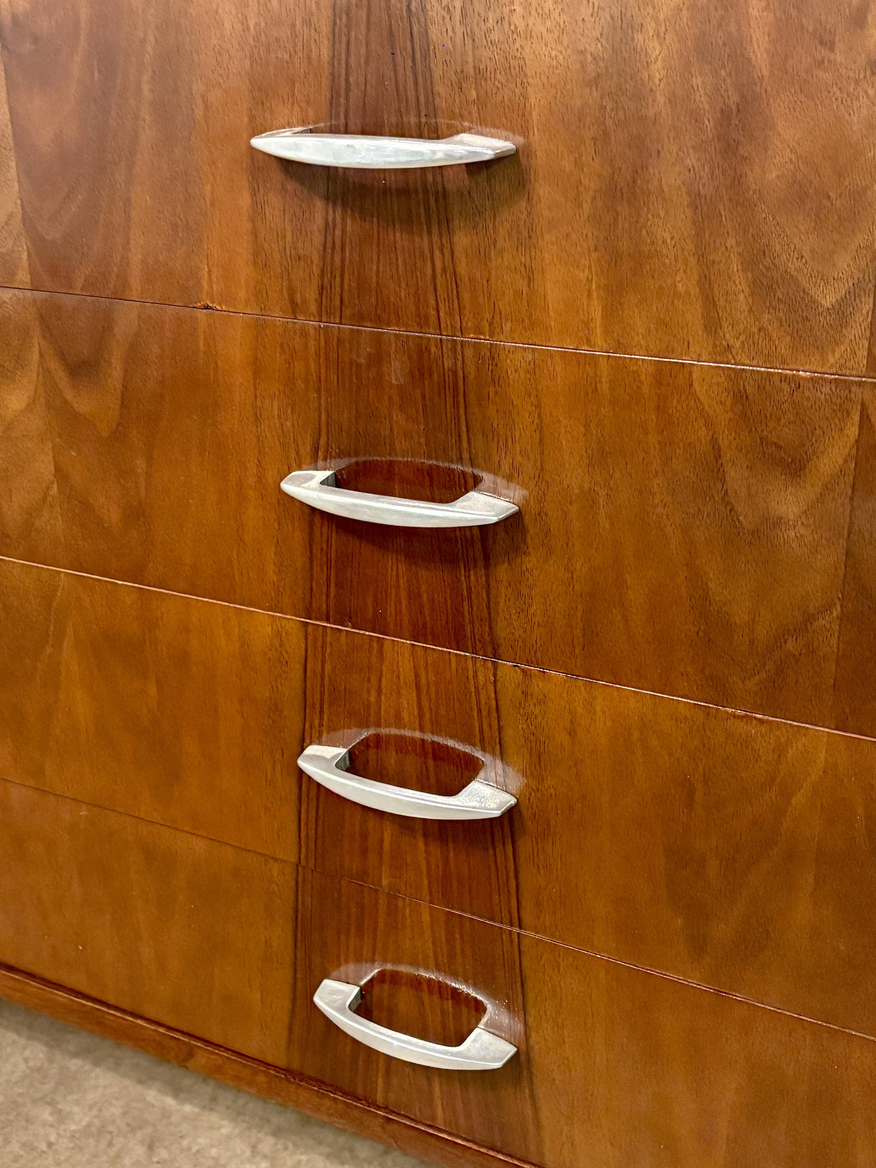 Vintage Polish buffet in flamed walnut – Mid-Century design from the 1960s