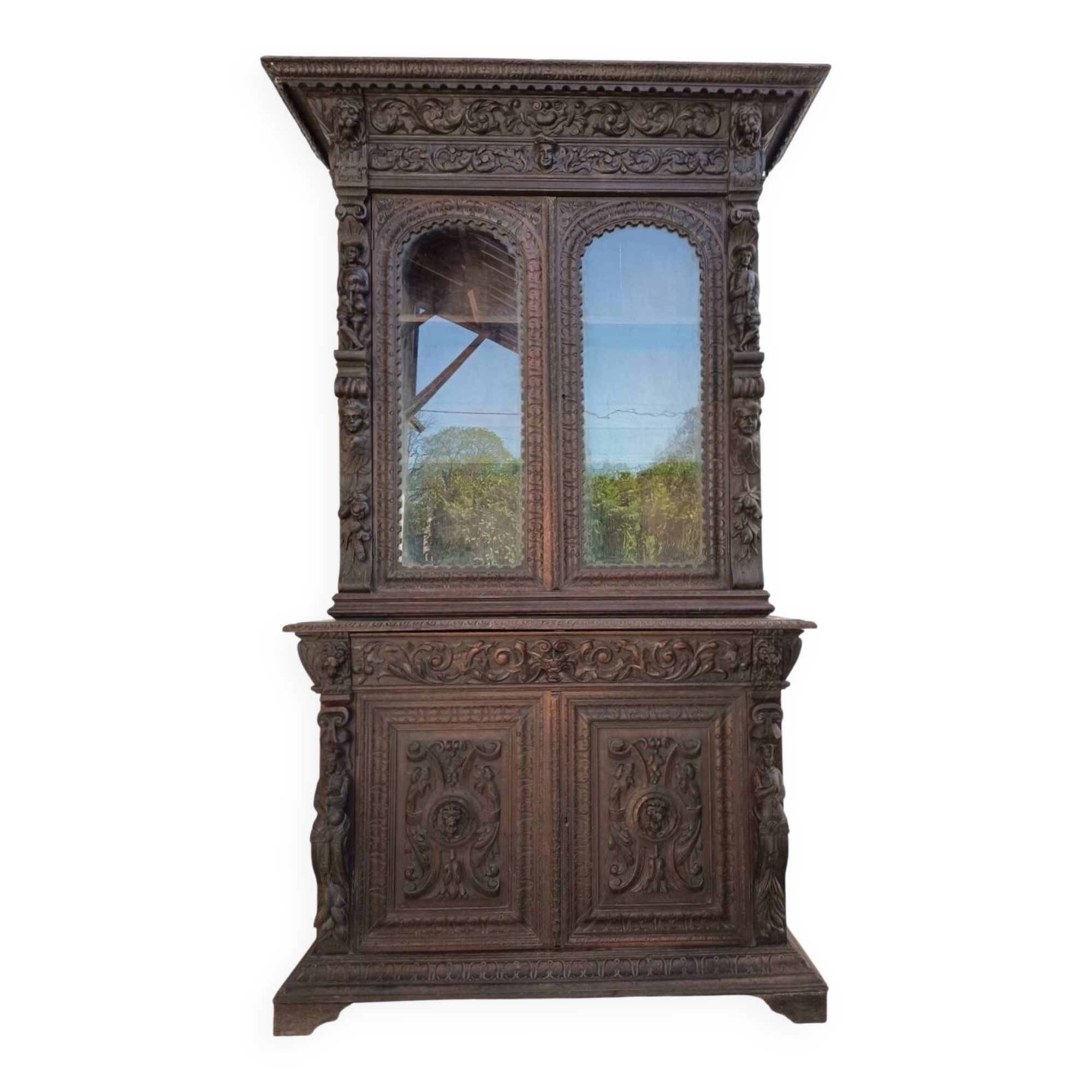 19th Century Oak Renaissance Library Buffet