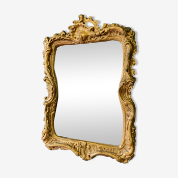 Gilded baroque mirror with moldings