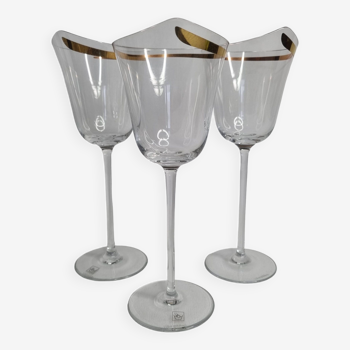 Trois verres à vin "tulipe" Villeroy et Boch vintage, 26 cm