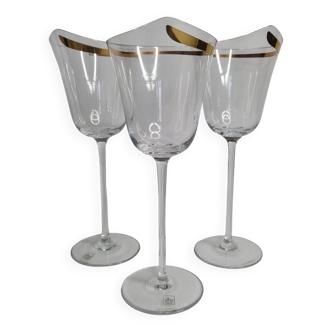 Trois verres à vin "tulipe" Villeroy et Boch vintage, 26 cm