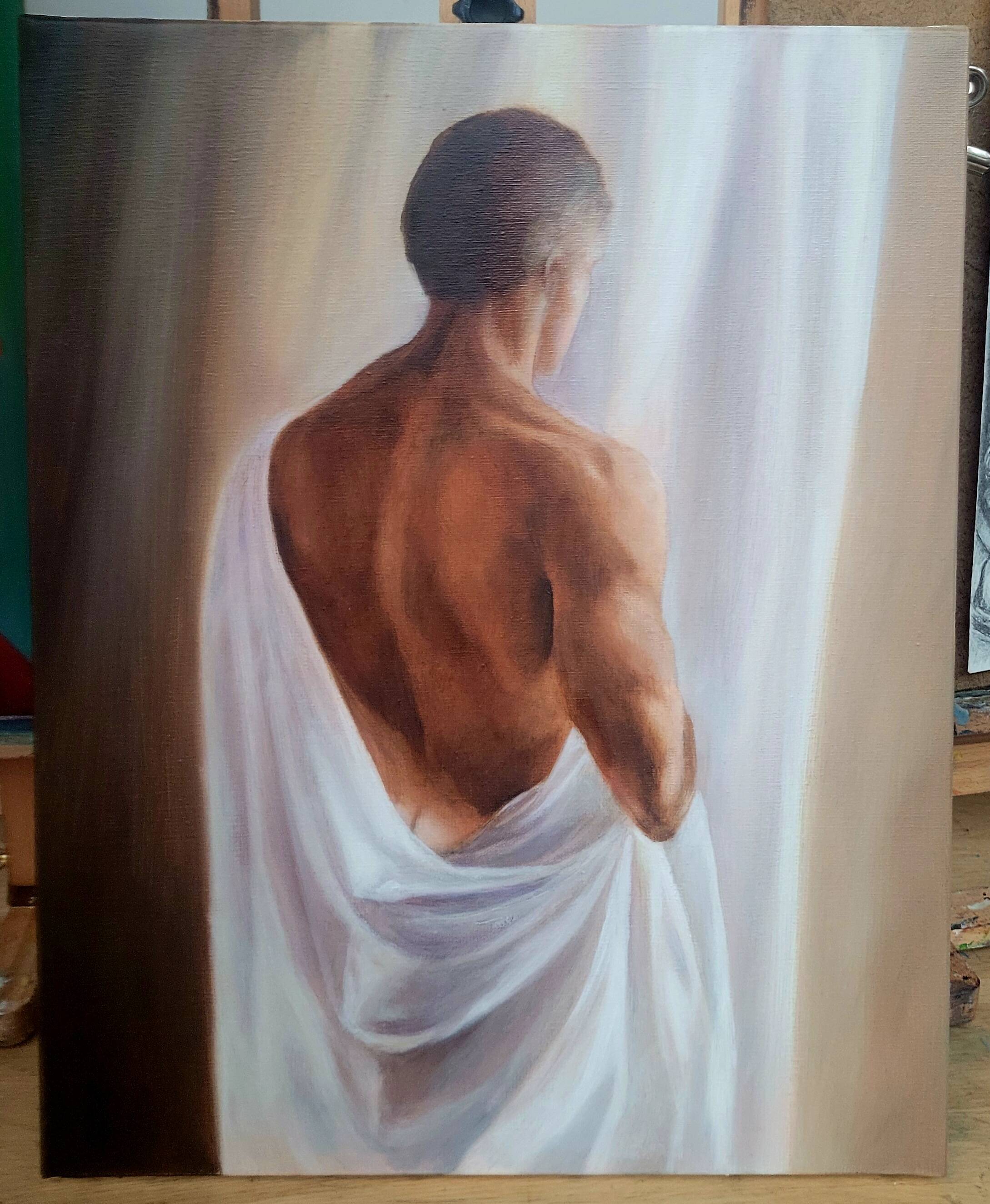 Oil Painting - Art - Draped Male Nude