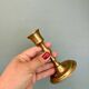 Set of 3 antique brass candle holders/candelabra.