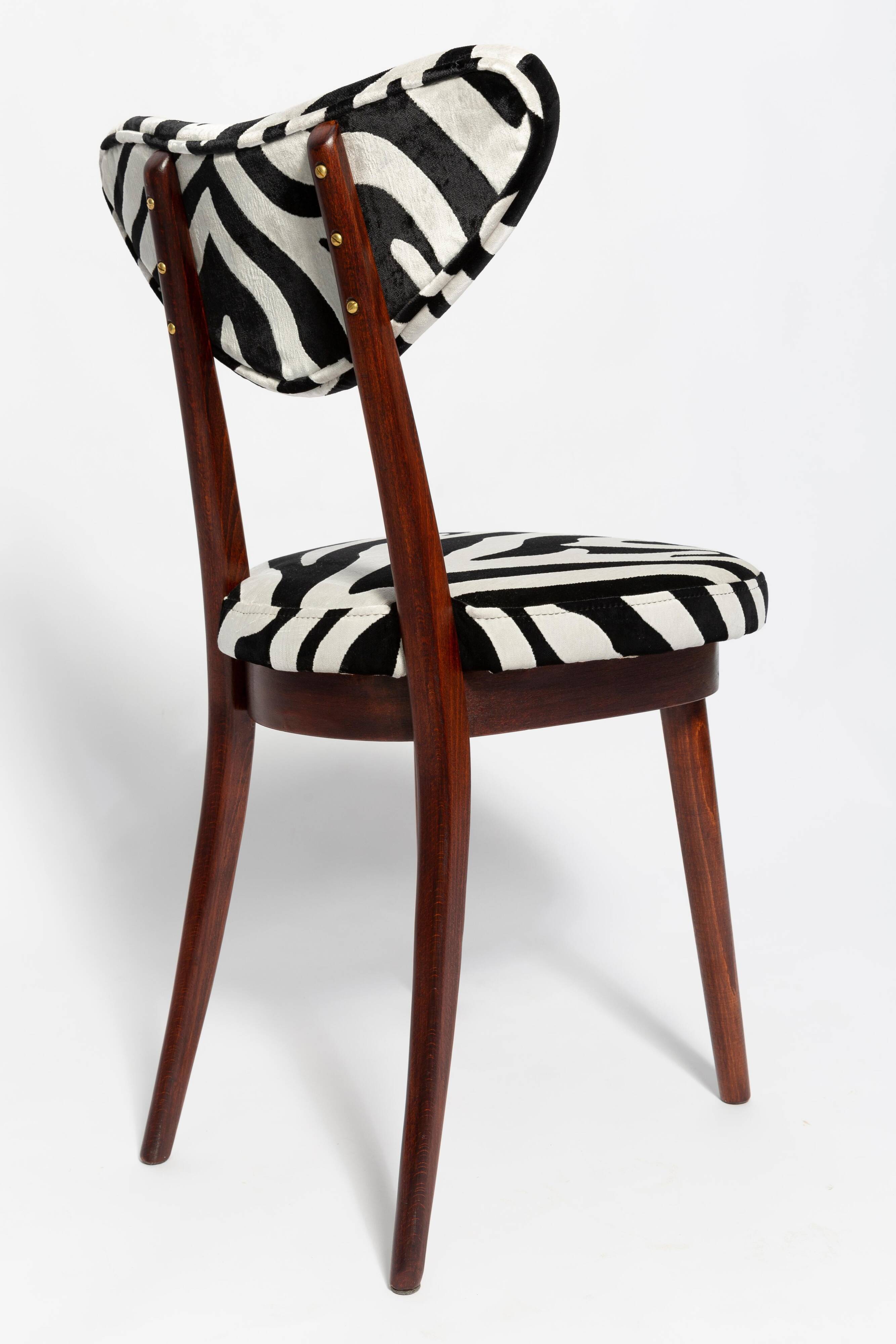 Heart-shaped chair with black and white zebra pattern, Poland, 1960s