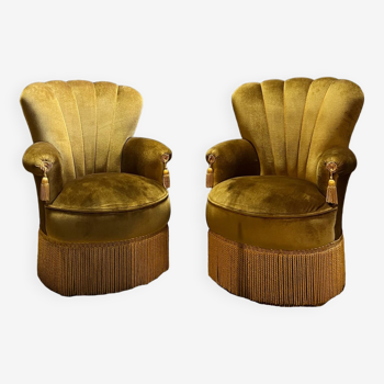 Pair of velvet Napoleon III style armchairs