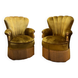 Pair of velvet Napoleon III style armchairs