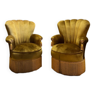 Pair of velvet Napoleon III style armchairs