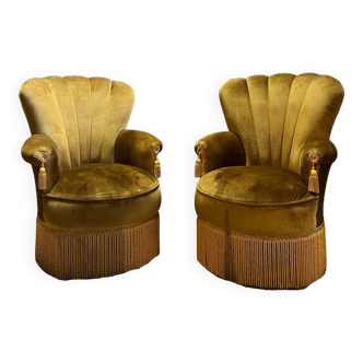 Paire de fauteuils de style Napoléon III en velours