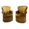 Pair of velvet Napoleon III style armchairs