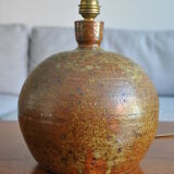Pied de lampe boule en grès vintage signée