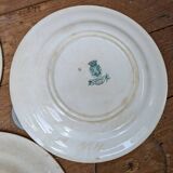 Set of 6 old flat plates, Annam model, opaque porcelain from Gien Terre de Fer