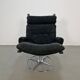 Vintage Black Alcantara Lounge Chair by Bruno Mathsson for Dux, 1960s