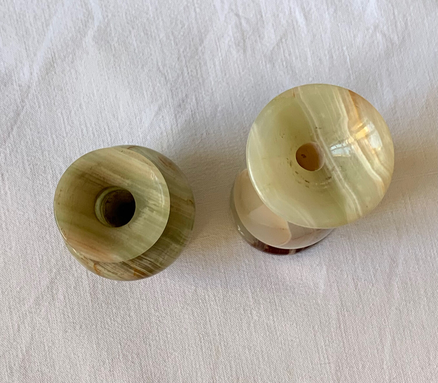 Pair of antique vases in vintage onyx marble