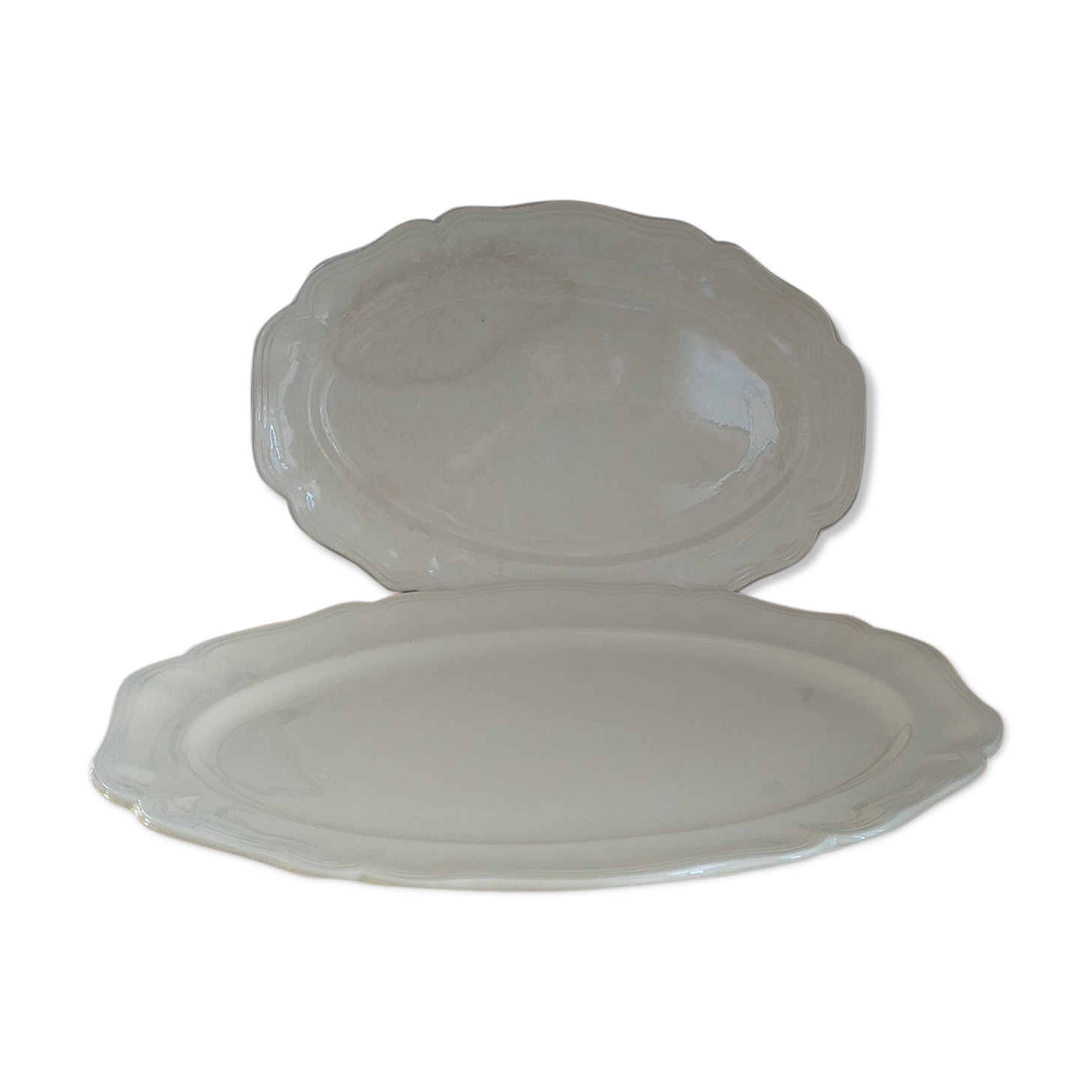 Duo of oval serving dishes in Sarreguemines porcelain