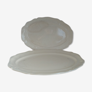 Duo of oval serving dishes in Sarreguemines porcelain