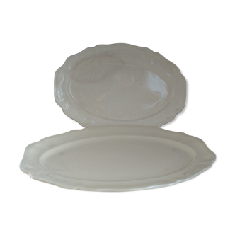 Duo of oval serving dishes in Sarreguemines porcelain